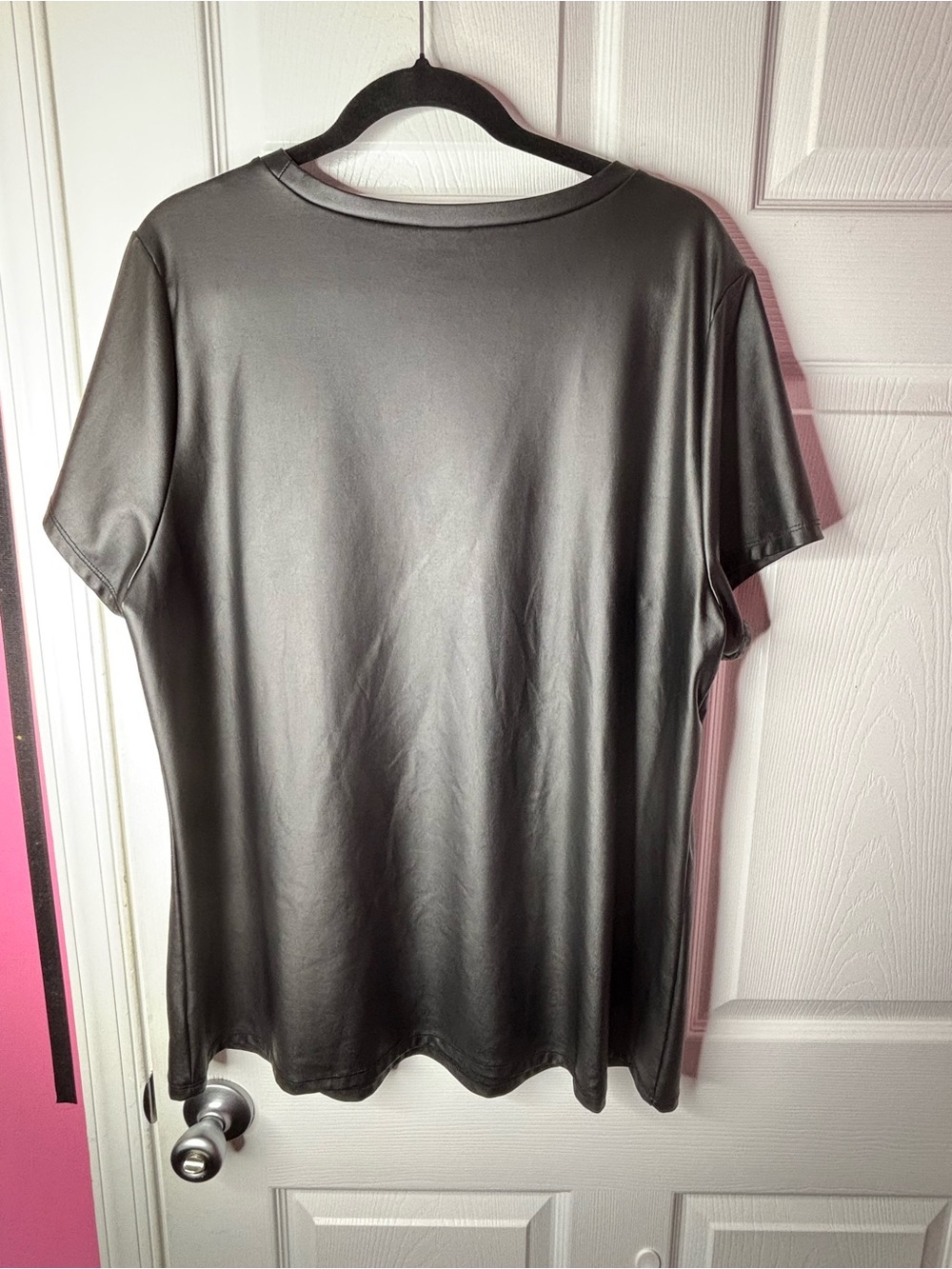 torrid Black Faux Leather Short Sleeve Crewneck Top - Picture 3 of 4
